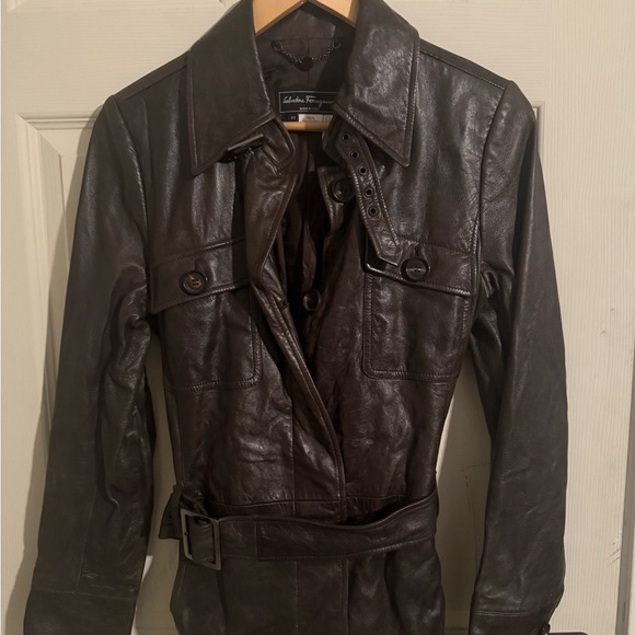 Salvatore Ferragamo Jackets & Blazers - Women's Brown Leather Jacket
